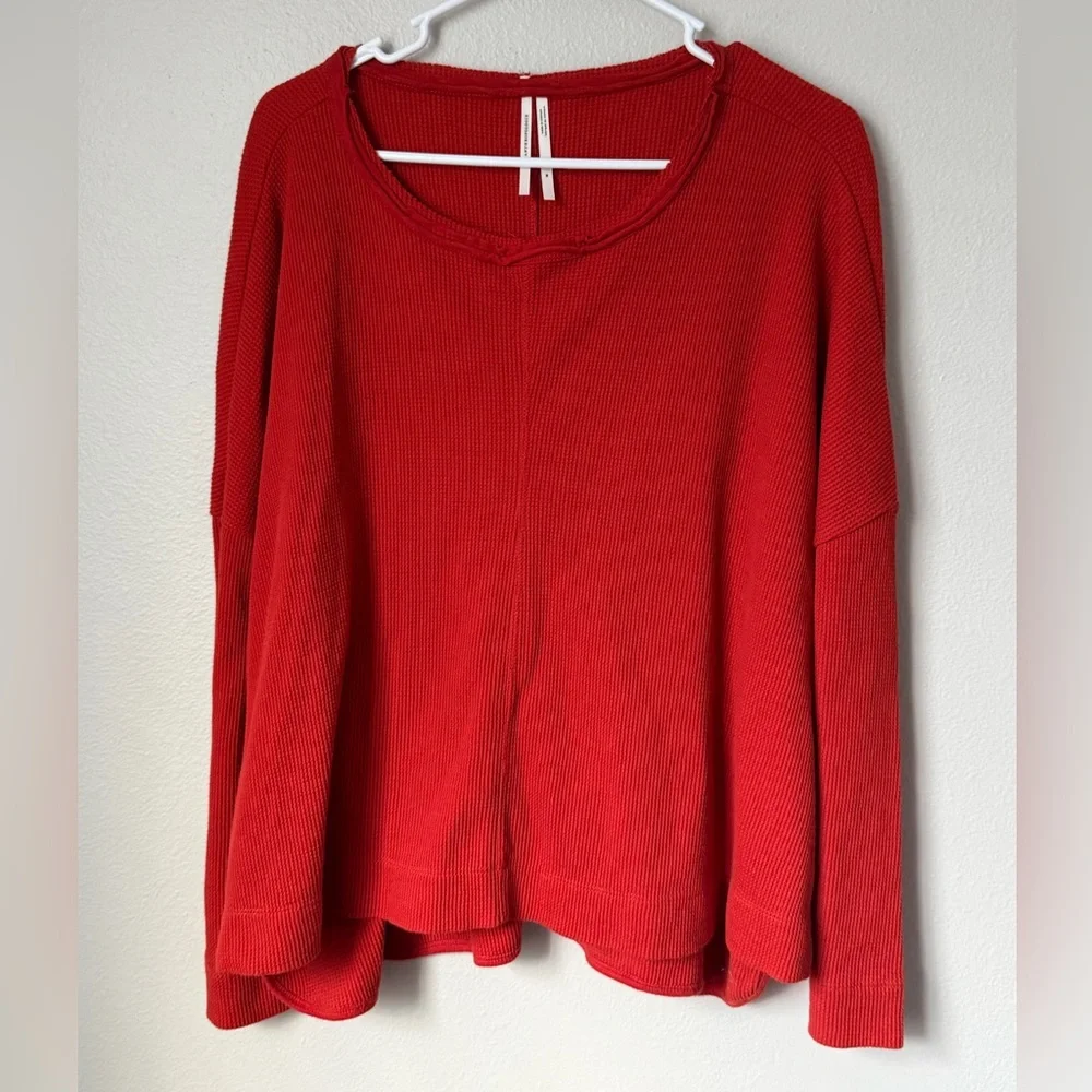 Anthropologie Sage Waffle knit Nori Pullover Top women’s Medium Effortless Boho - Picture 3 of 5